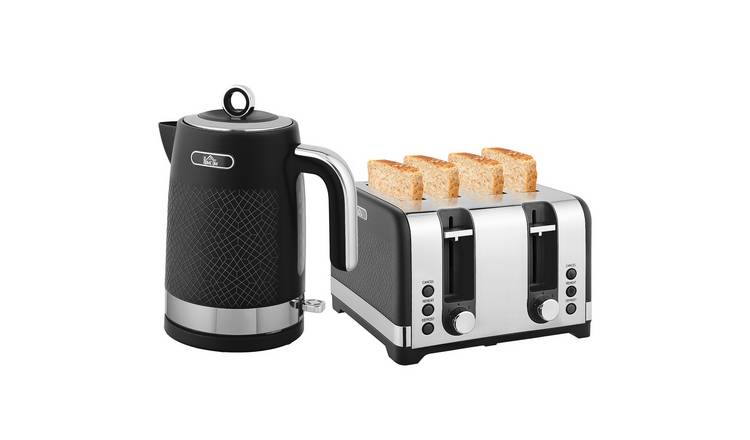 HOMCOM Otter Thermostat Kettle and 4 Slice Toaster with 7 Browning - Black