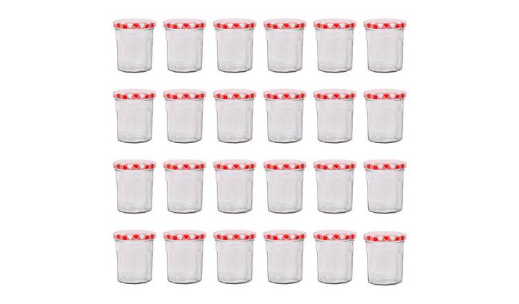 Argon Tableware Glass Jam Jars with Lids - Pack of 24