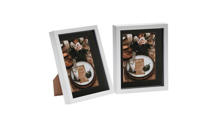 Nicola Spring 3D Box Photo Frames - 8 x 10" with Mount - Set of 2 - White