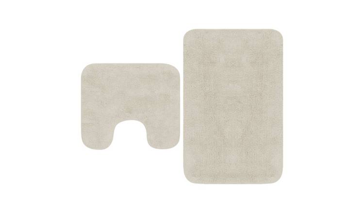 Walplus Pack of 2 Cotton Bathroom Mat Set - White