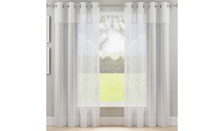 Tyrone Textiles Alora Eyelet Sheer Voile Panel Set - 140 x 183cm - White
