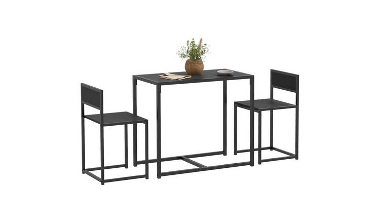 HOMCOM 3 Piece Rectangular Dining Table and Chairs Set - Black