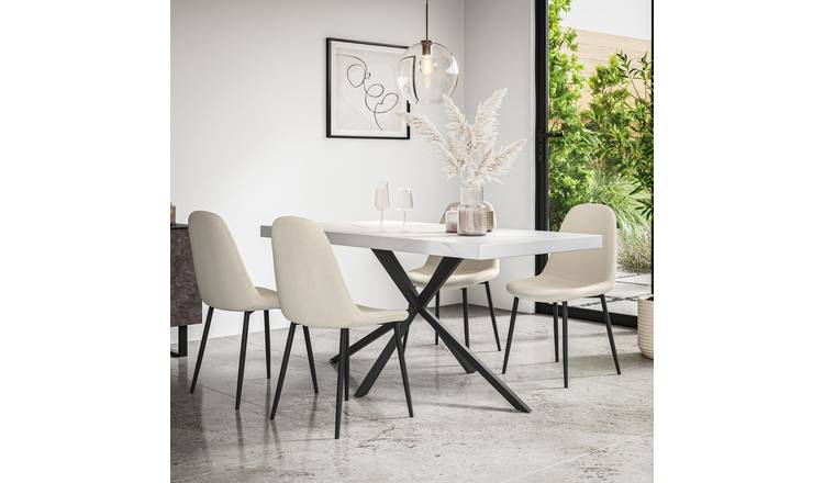 Furniture Online Donni Maya Marble Effect Dining Table & 6 Ivory Chairs