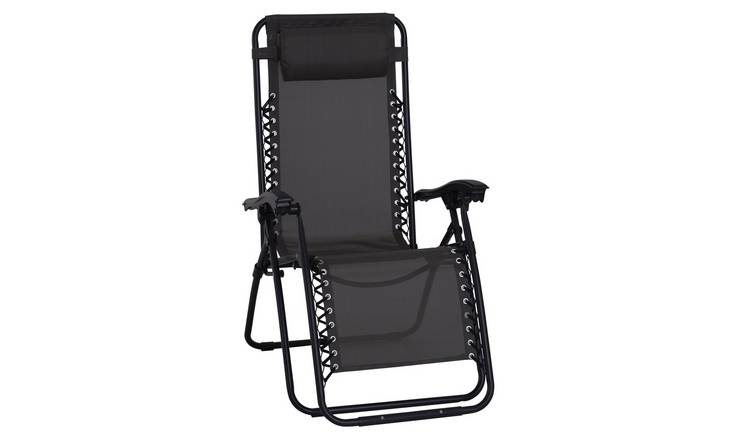 Outsunny Foldable Reclining Garden Sun Lounger Zero Gravity - Black