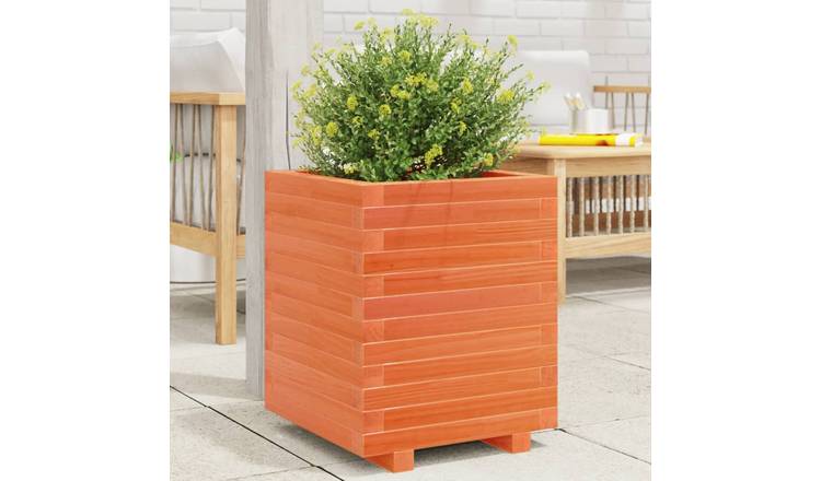 Walplus Wood Garden Planter - Wax Brown - 40 x 40 x 49.5 cm