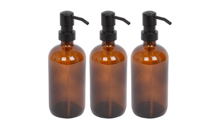 Harbour Housewares Glass Soap Dispensers  - Amber - Pack of 3