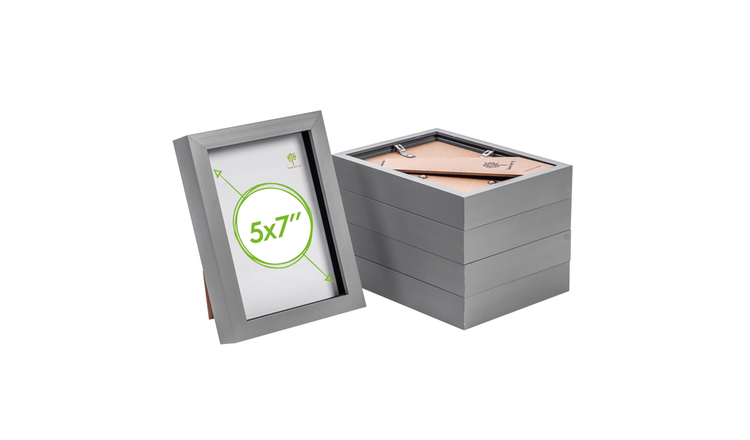 Nicola Spring 3D Box Photo Frames 5 x 7" Set of 5 - Grey