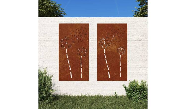 Walplus Garden Wall Decorations Small Flower Design - Rusty - 105 x 55 x 0.7 cm