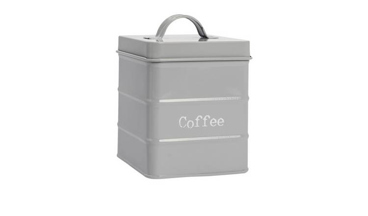Harbour Housewares Vintage Metal Kitchen Coffee Canister - Grey