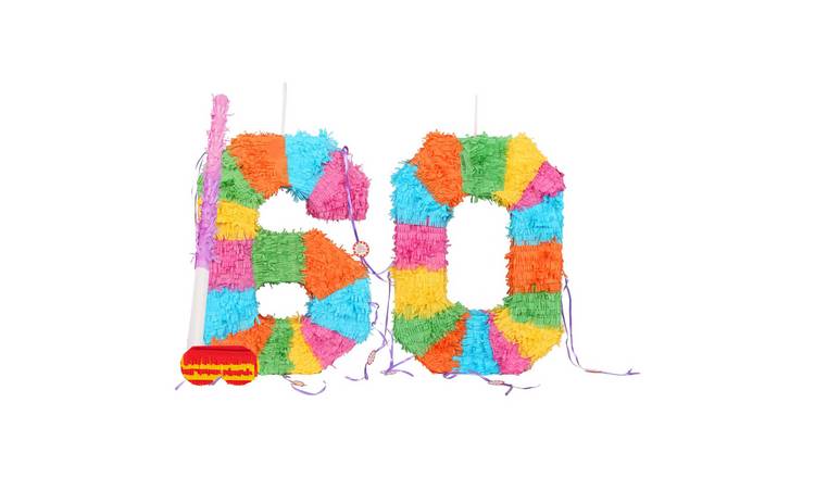 Fax Potato 60th Birthday Pinata Set with Stick & Blindfold - Pink Stick