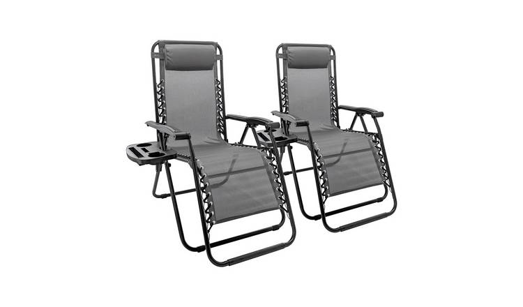 Harbour Housewares Zero Gravity Chair Set - Grey - Pack of 2