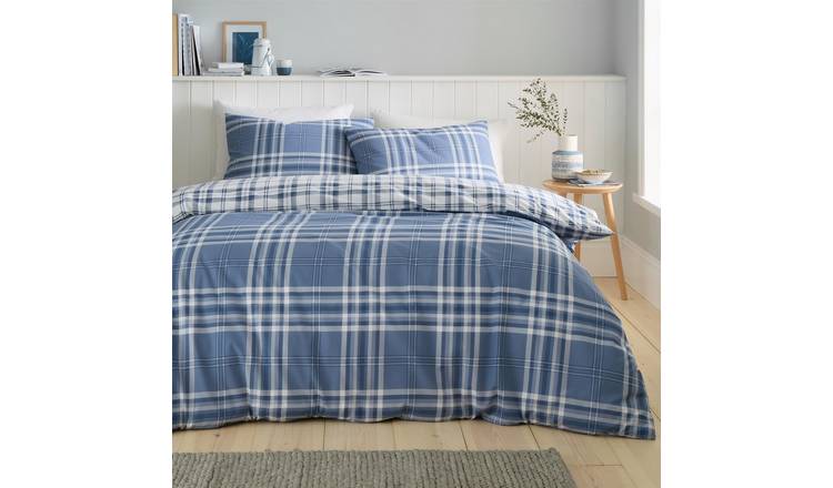 Catherine Lansfield Kelso Check Duvet Cover Set - Single - Blue