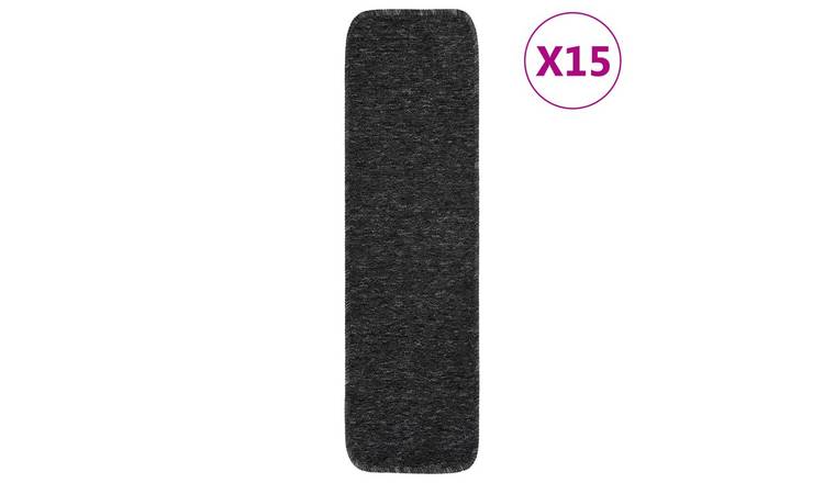 Walplus Pack of 15 Rectangular PP Stair Mats - Anthracite - 20 x 75 cm