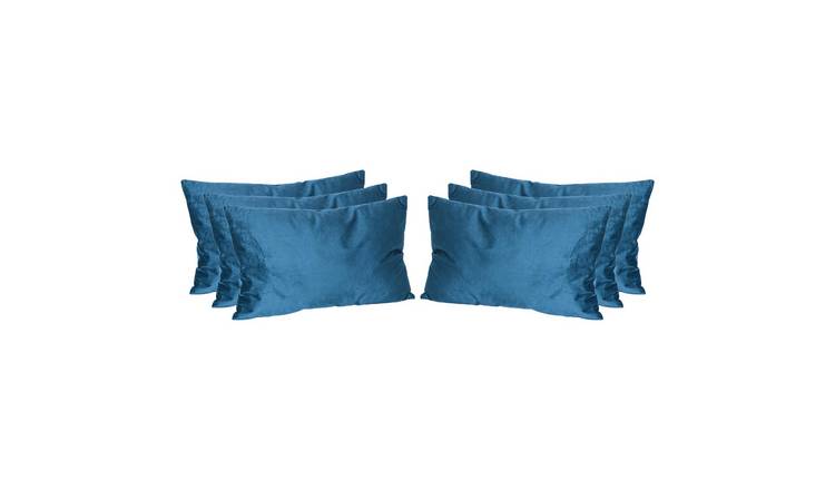 Nicola Spring Rectangle Velvet Cushions - 60cm x 40cm - Blue - Pack of 6