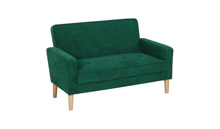 HOMCOM 2 Seater Velvet Modern Sofa with Rubber Wood Legs - Green