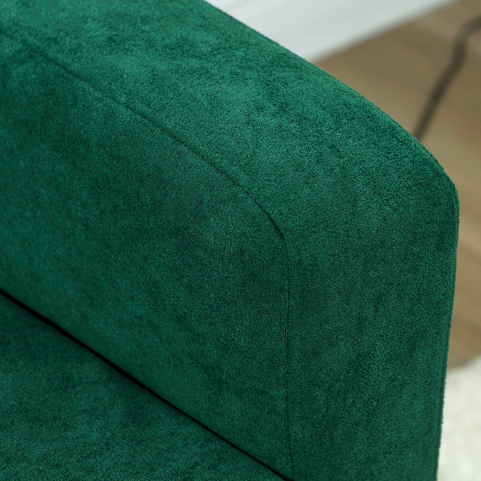 HOMCOM 2 Seater Velvet Modern Sofa with Rubber Wood Legs - Green - Image 3