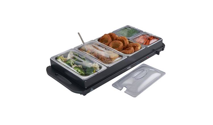 Cooks Professional 5 Section Buffet Warmer 9.6L with Hotplate Function - Black