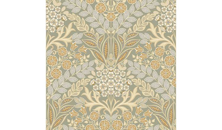 Grandeco Belevedere Arts and Crafts Floral Damask - Taupe
