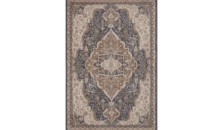 Hanse Home Black and Blue Terrain Designer Shortpile Medallion Rug - 240 x 340cm