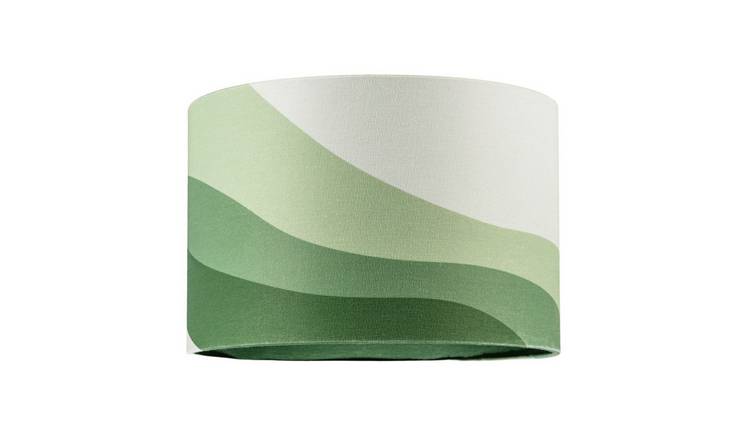 Happy Homewares Forest Green Linen Fabric with Inner and Outer Lampshade - 30cm