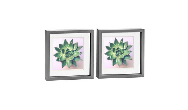 Nicola Spring 3D Box Photo Frames - 10 x 10" with Mount - Set of 2 - Grey