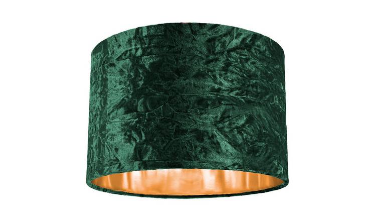 Happy Homewares Green Crushed Velvet with Shiny Copper Inner Lampshade - 30cm