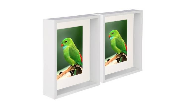 Nicola Spring 8" x 10" White 3D Deep Box Photo Frames - 5" x 7" Mount - 2 Piece
