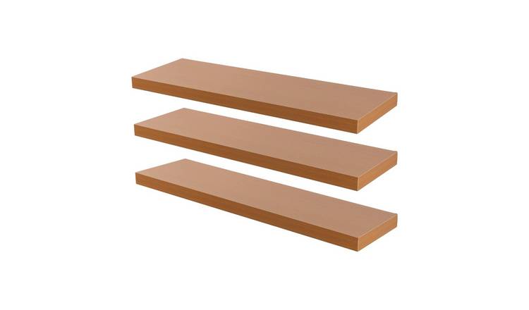 Harbour Housewares Modern Style Floating Wall Shelves - Brown - Set of 6