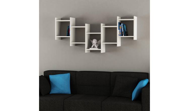 Decortie Bat Particleboard Floating Wall Shelf - White