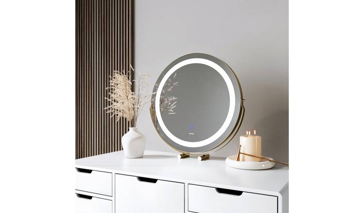 CARME Home Medium Touch Sensor LED Makeup Mirror With Lights - Gold