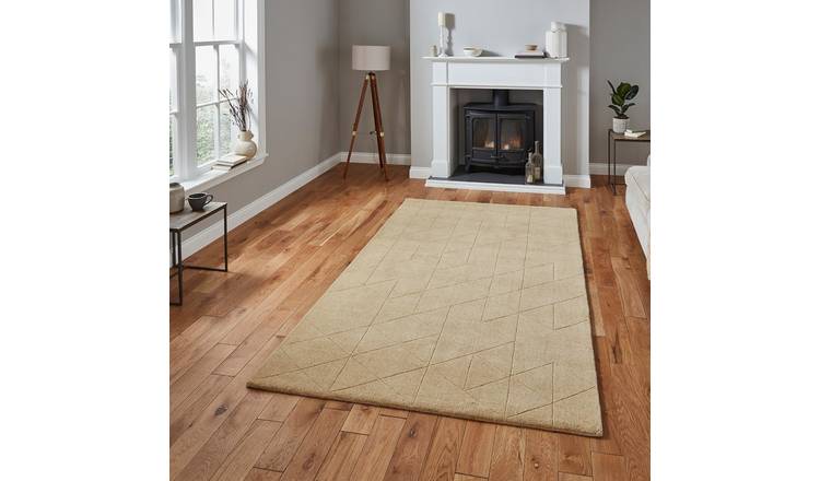 Mega Flooring Beige Modern Chequered Rug - 120 x 170cm