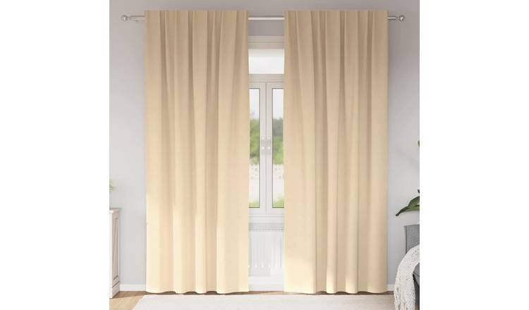 Walplus Set of 2 Ring Top Blackout Curtains - Cream - 245 x 140 cm