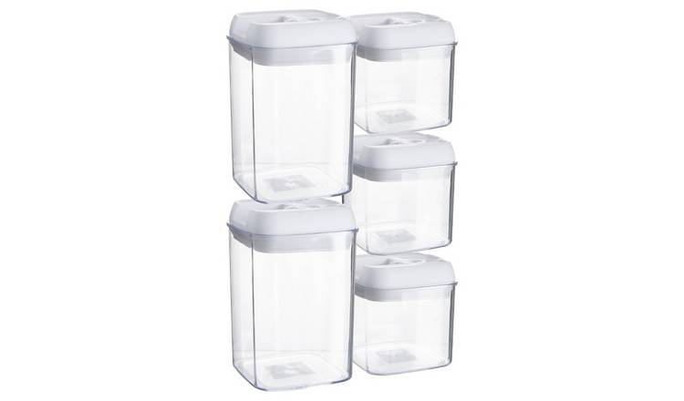 Argon Tableware 5 Piece Flip Lock Plastic Food Storage Containers Set - White