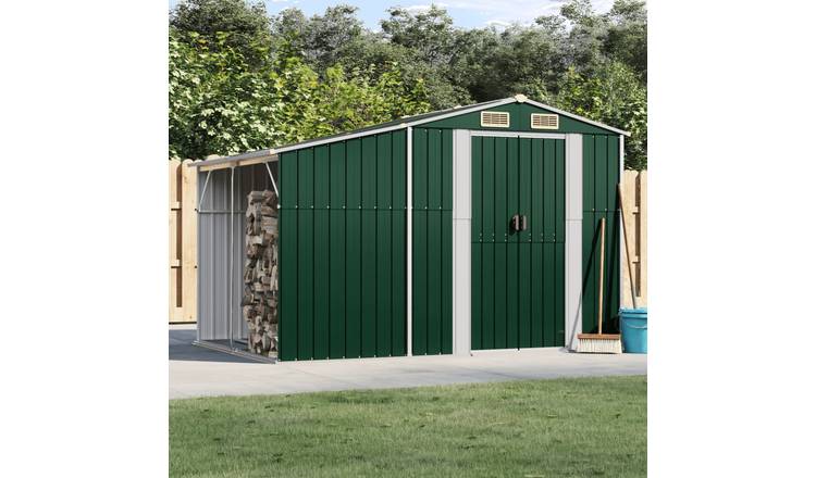 Walplus Galvanised Steel Garden Shed - Green - 277 x 192.5 x 179 cm