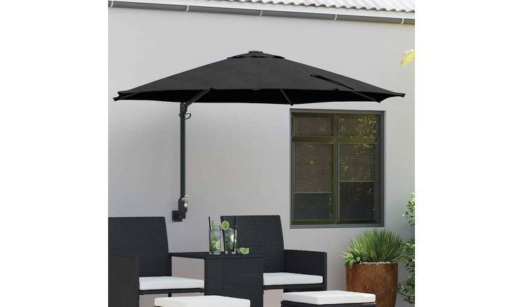 Walplus Polyester Garden Parasol - Black - 248 x 248 x 148 cm