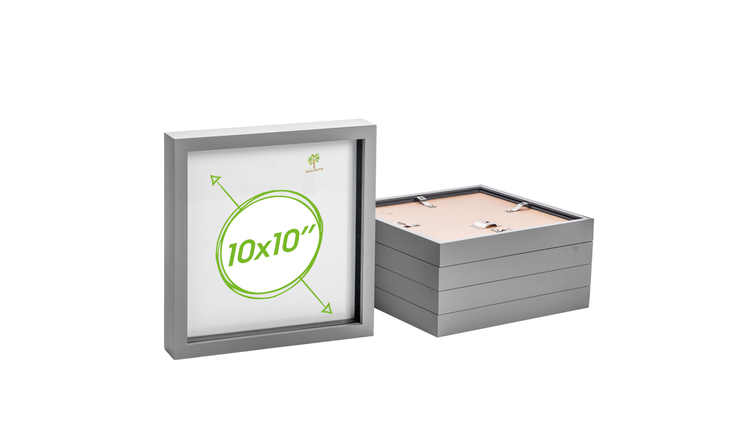 Nicola Spring 3D Box Photo Frames - 10 x 10" - Set of 5 - Grey