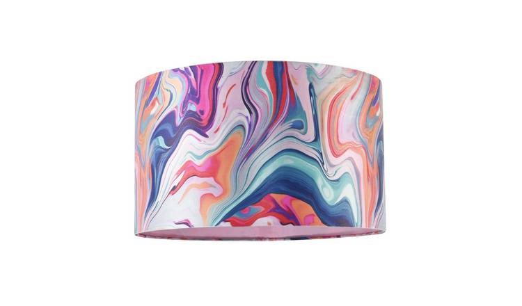 Happy Homewares Multicoloured Chic Satin Fabric with Colour Lampshade - 30cm