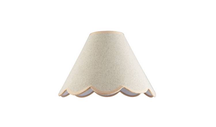 Happy Homewares Pink Scallop Edge Natural Textured Linen Lampshade - 30cm