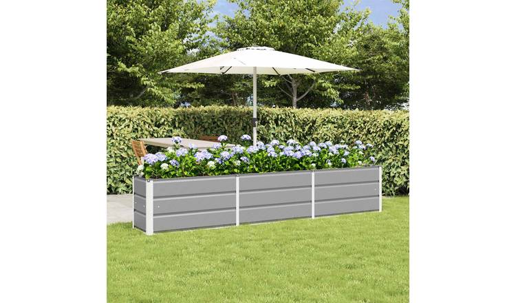 Walplus Steel Garden Planter - Light Grey - 240 x 40 x 45 cm