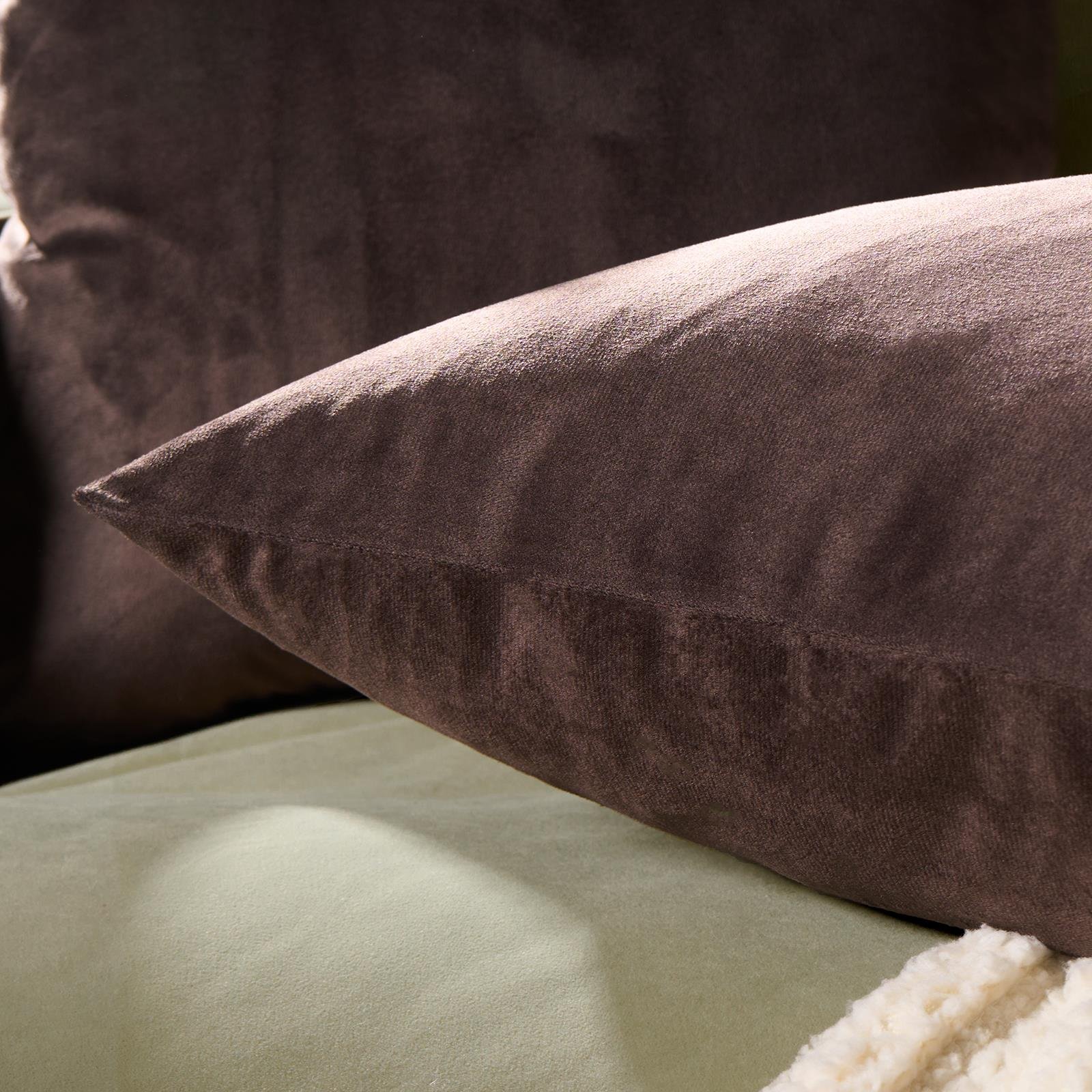 OHS 2 Pack Matte Velvet Cushion Covers 45 x 45cm - Brown - Image 2