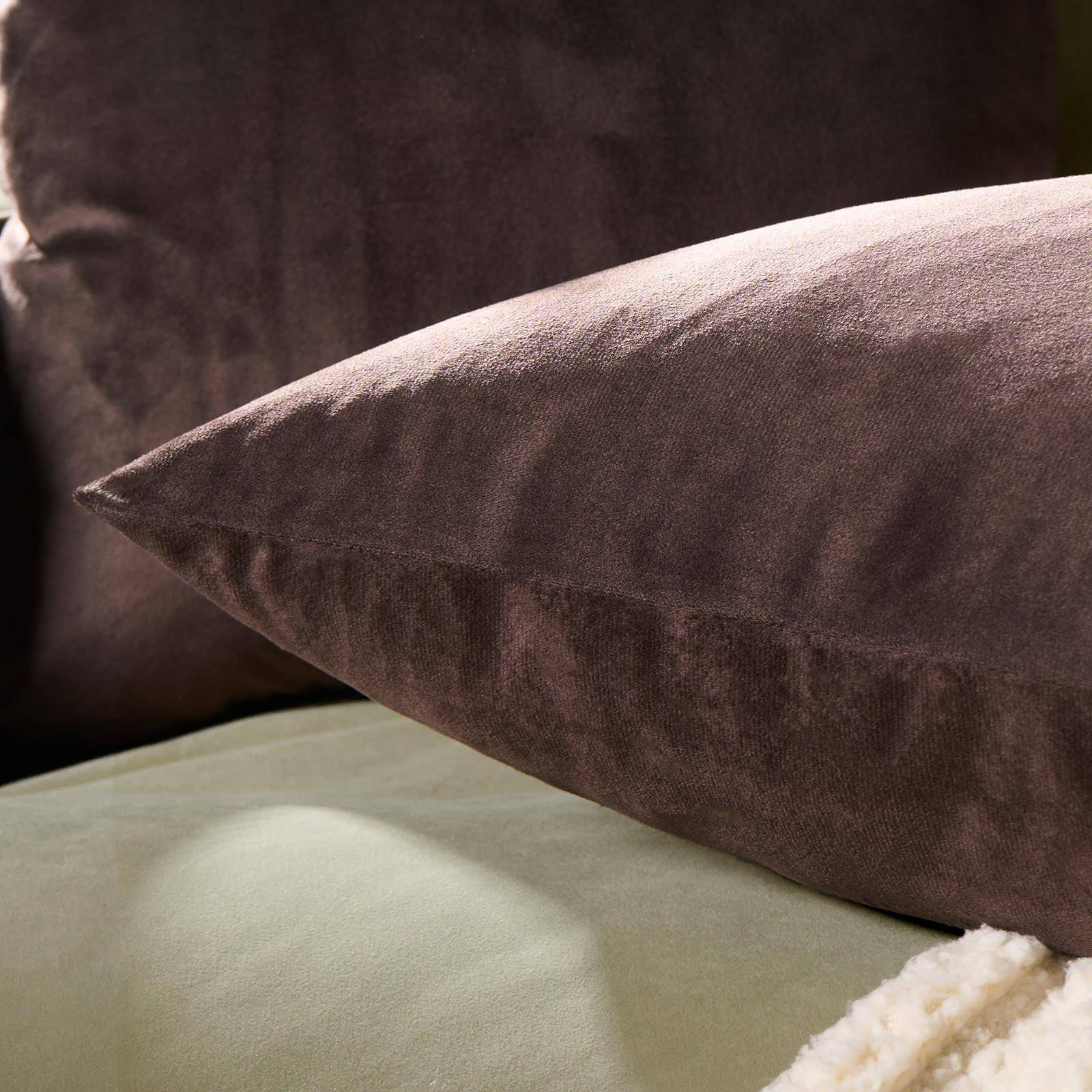 OHS 2 Pack Matte Velvet Cushion Covers 45 x 45cm - Brown - Image 2