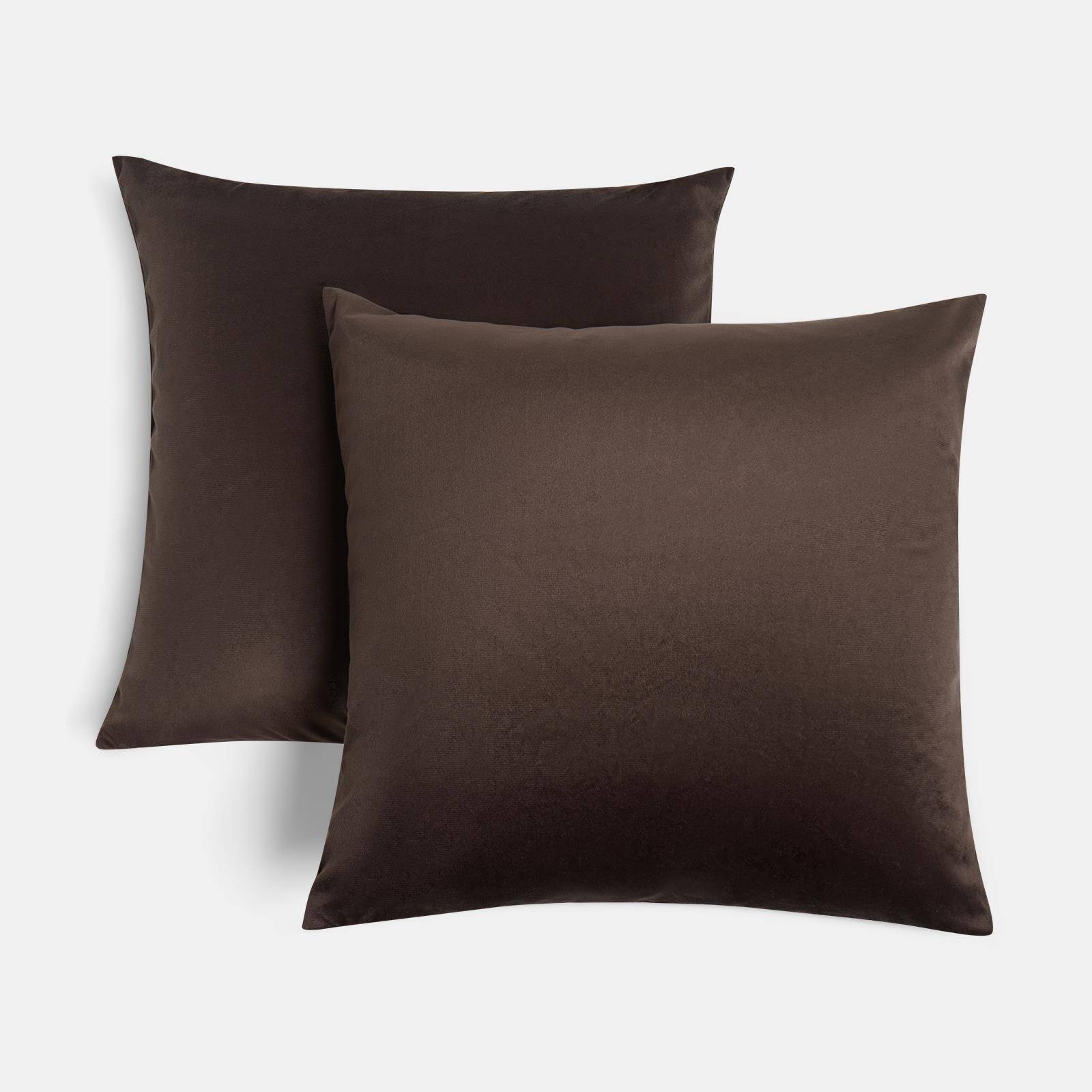 OHS 2 Pack Matte Velvet Cushion Covers 45 x 45cm - Brown - Image 3