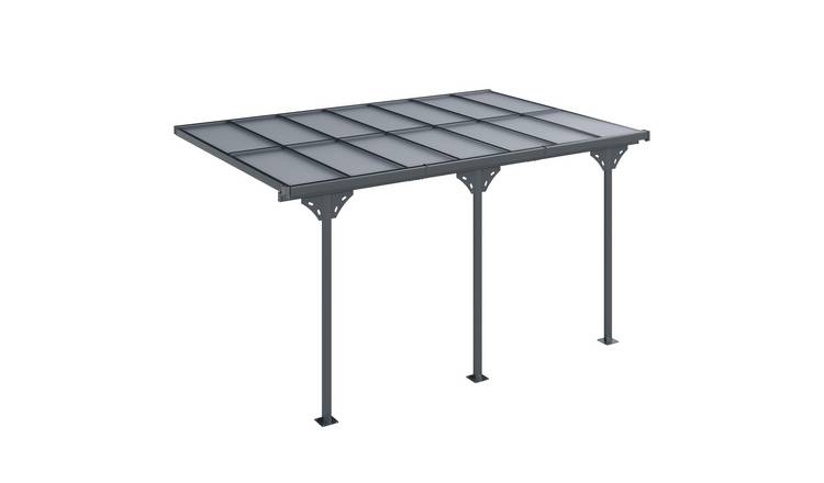 Outsunny Wall-mounted Aluminium Polycarbonate Pergola – Light Grey