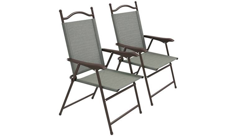 Outsunny Set of 2 Garden Folding Chairs - Dark Grey