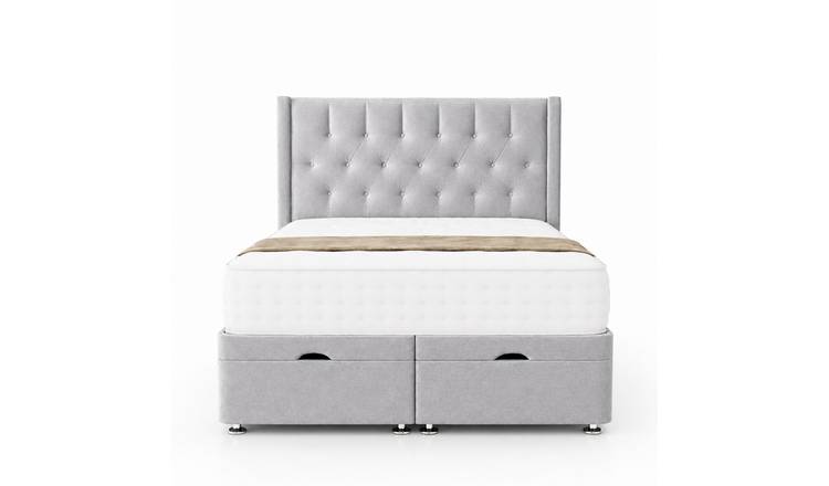 Comfy Deluxe  Miami Wing 3ft Single  End Lift Ottoman Bed Set - Silver