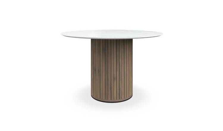 Furniture Online Arlo Walnut Legs Dining Table - White Marble