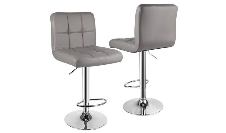 Rattantree Upholstered Swivel Height Adjustable Bar Stool Set of 2 - Grey