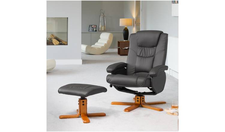 Artemis Home Severn Swivel Recliner Chair and Stool - Grey