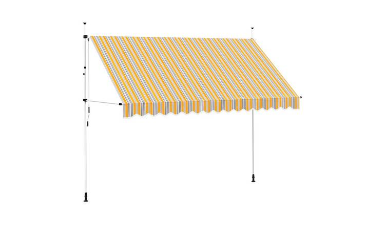 Walplus Manual Polyester Retractable Awning - Yellow and Blue - 350 x 120 cm
