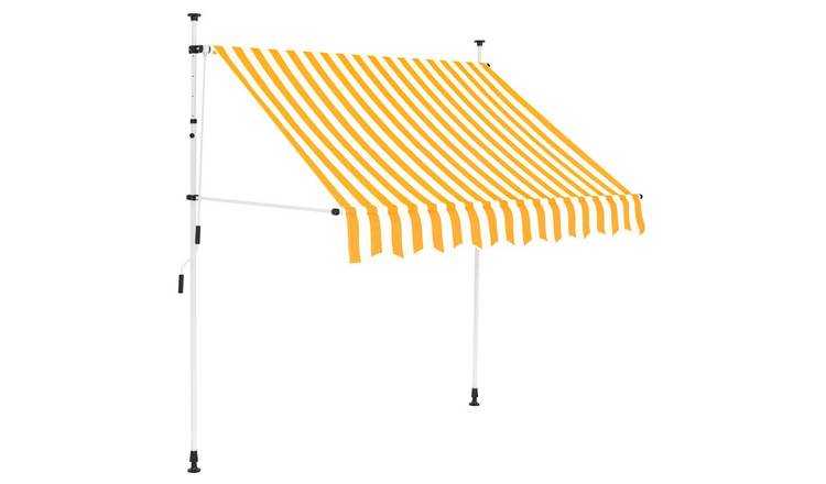 Walplus Manual Polyester Retractable Awning - Orange and White - 150 x 120 cm